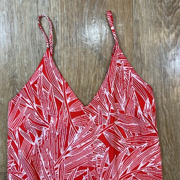 Vici Red White Palm Print Maxi Dress Sleeveless EUC Women's Small S Leg Slit - Picture 8 of 15
